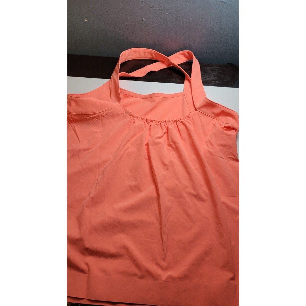 Athleta Arrival Tank Top Medium Sunset Glow Coral Orange Criss Cross Back 588020